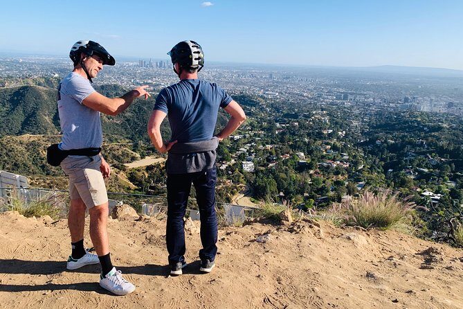 Famous Hollywood Sign Electric Mountain Bike Tour - Stop 1: the Hollywood Sign viewpoint (with time above the city)