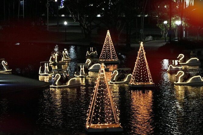 Illuminated Swan Boat Night Ride on Rainbow Lagoon in Long Beach - Where You Start at Rainbow Lagoon Swan Boats